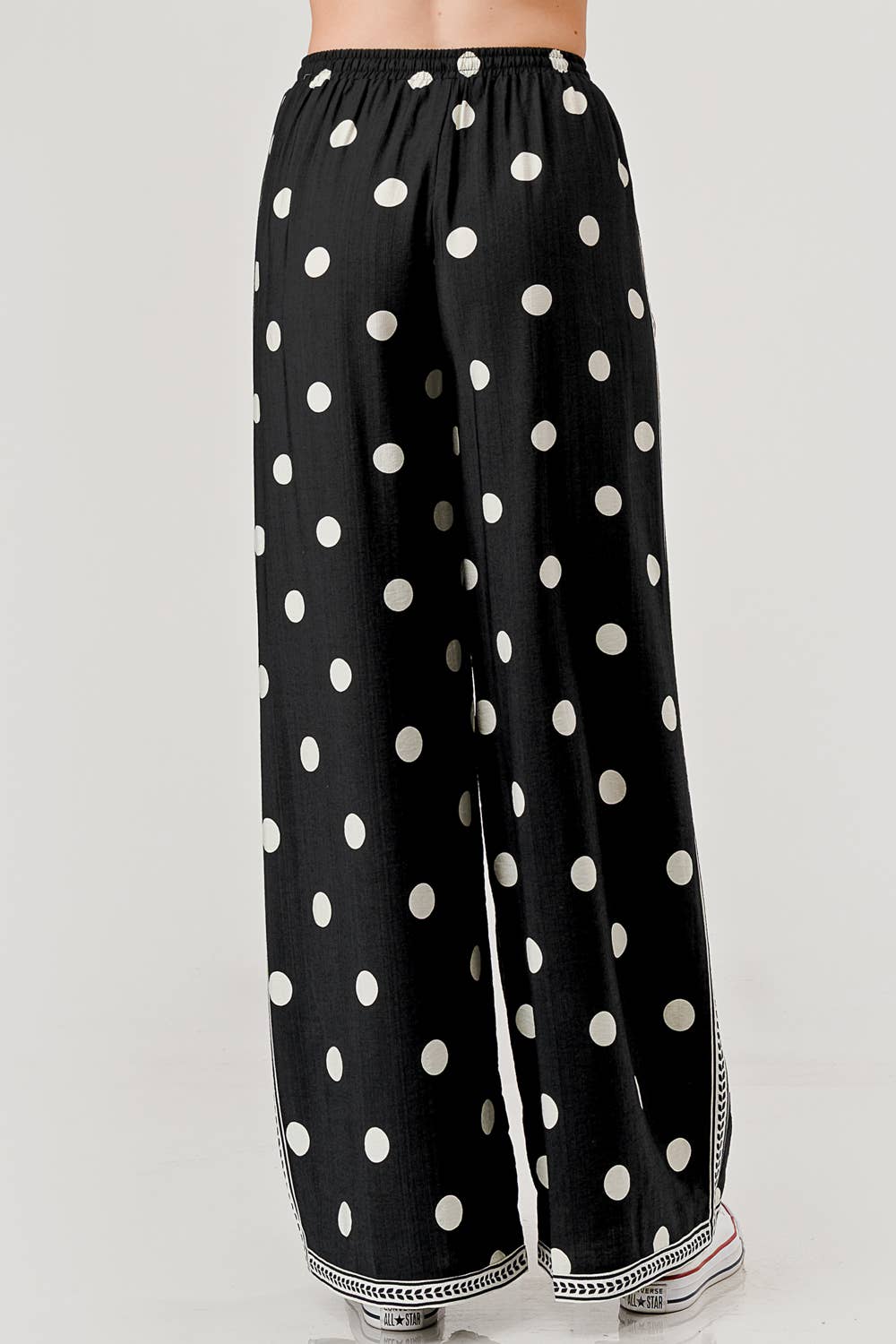 DRAWSTRING POLKA DOT PANT: BLACK