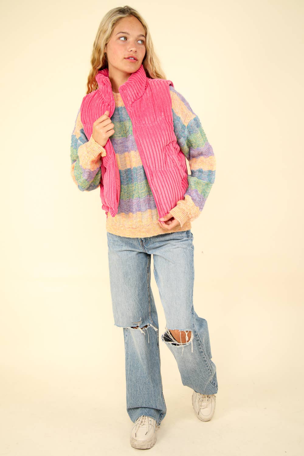 PINK CORDUROY VEST