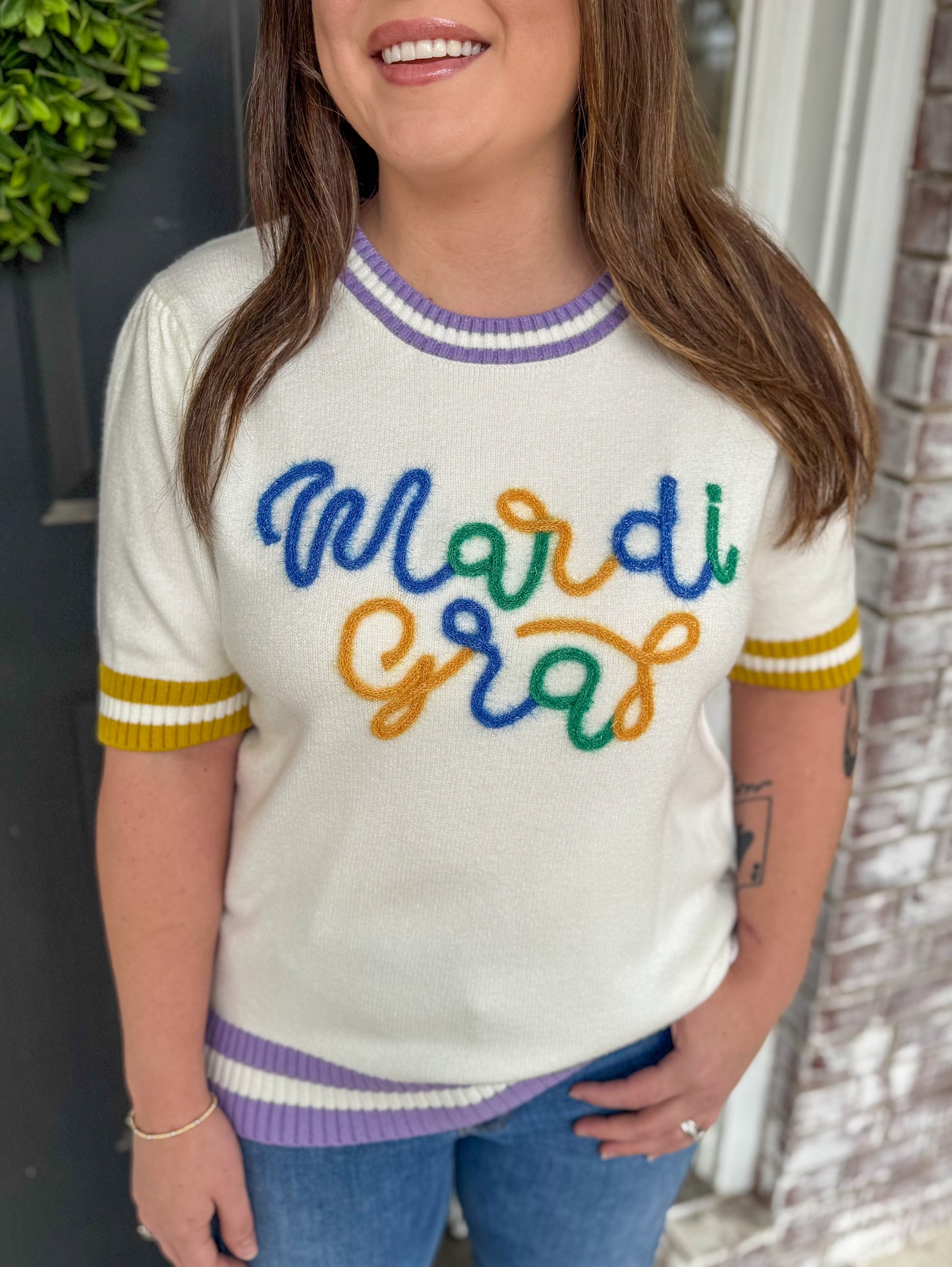 TINSEL MARDI GRAS TOP