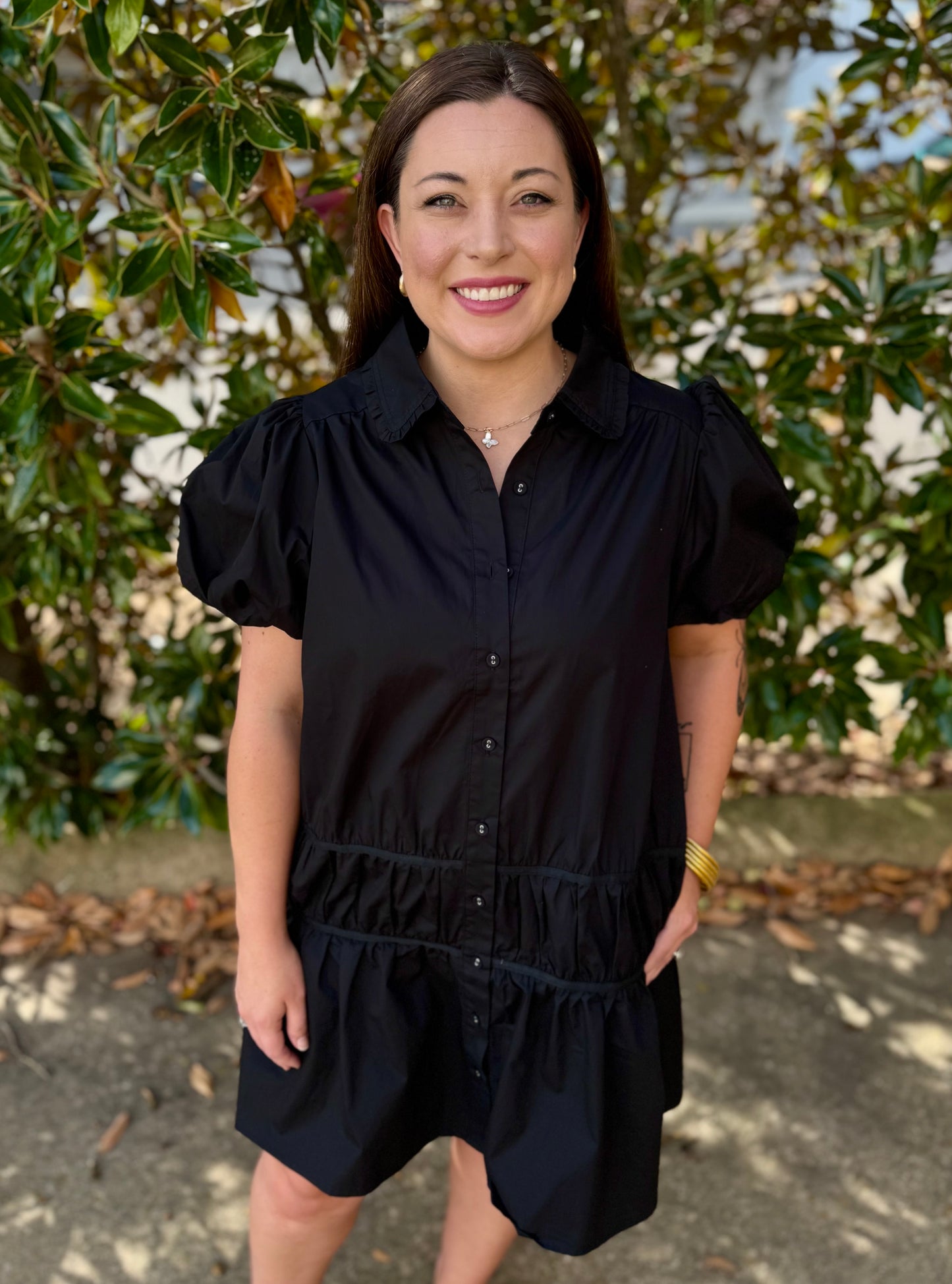 BLACK BUTTON DOWN DRESS