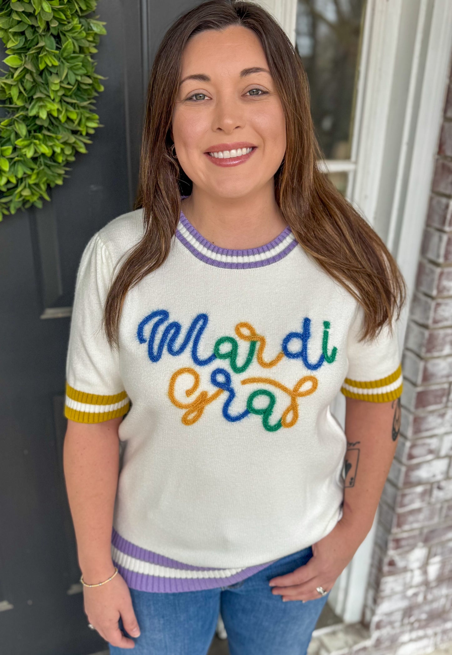 TINSEL MARDI GRAS TOP