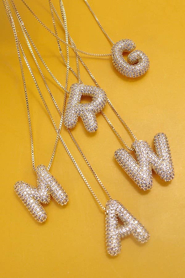 INITIAL PAVE BUBBLE  NECKLACE