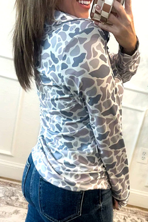 CAMO HALF ZIP PULLOVER