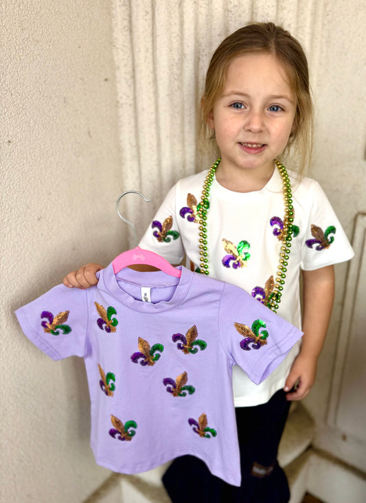 GIRLS MARDI GRAS TEE: LAVENDER
