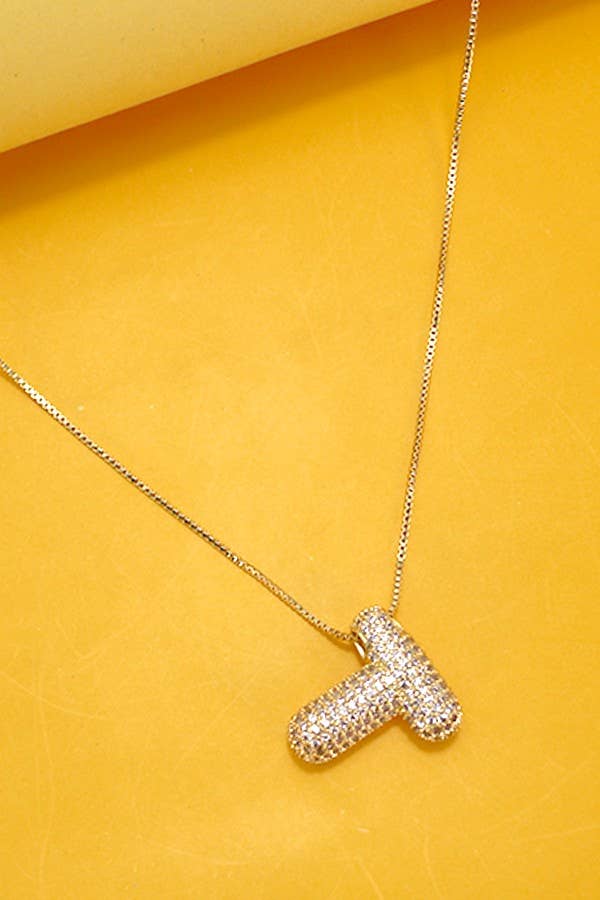 INITIAL PAVE BUBBLE  NECKLACE