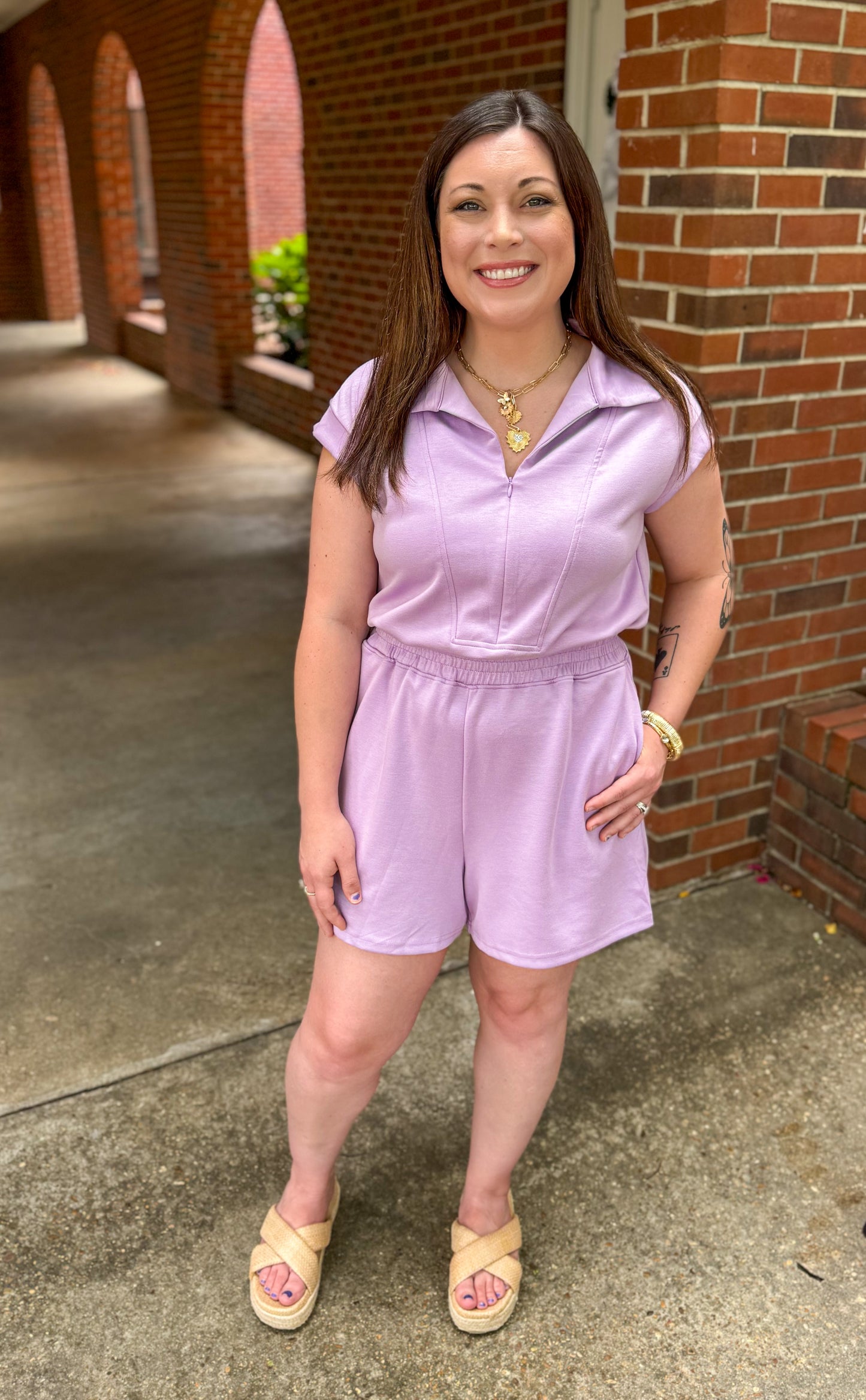 ORCHID ZIPPER ROMPER