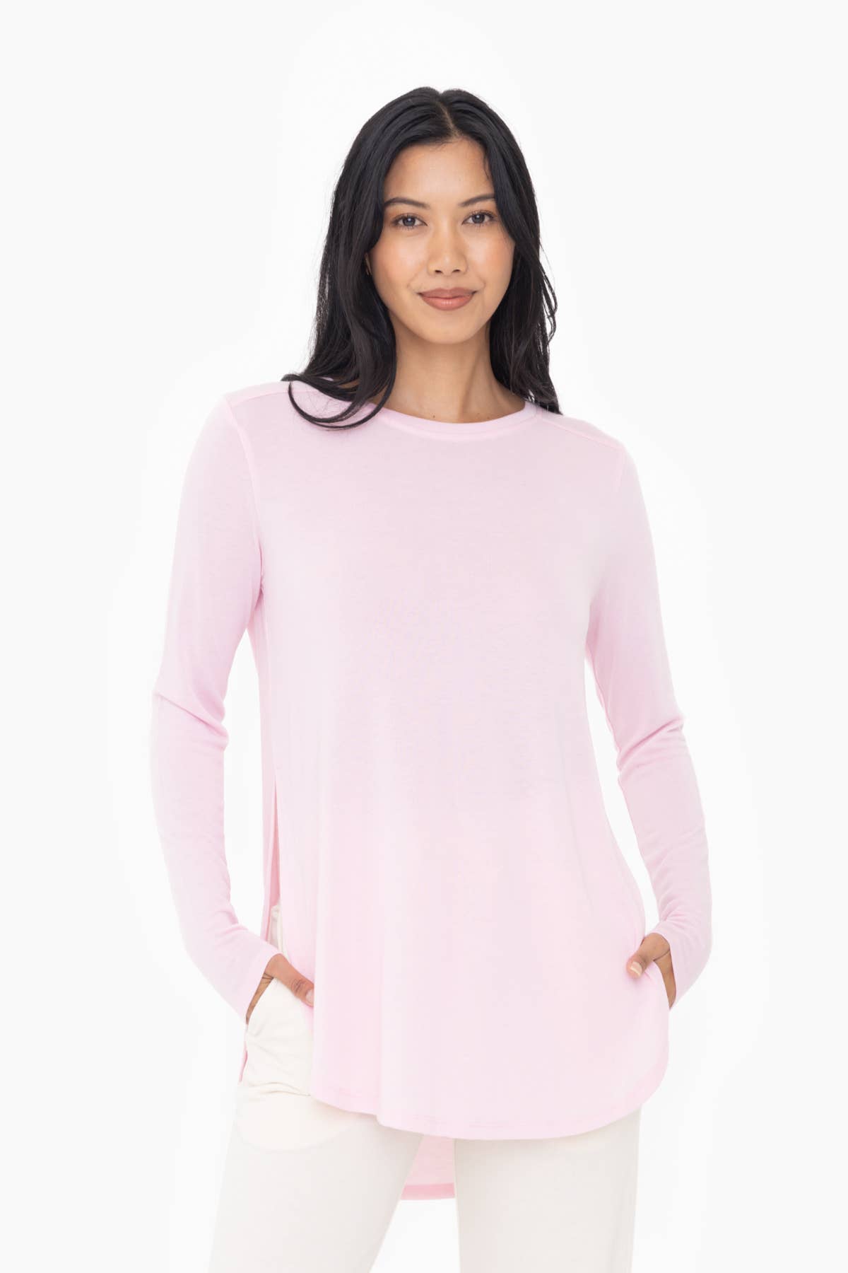 SIDE SLIT FLOW TOP: LIGHT PINK