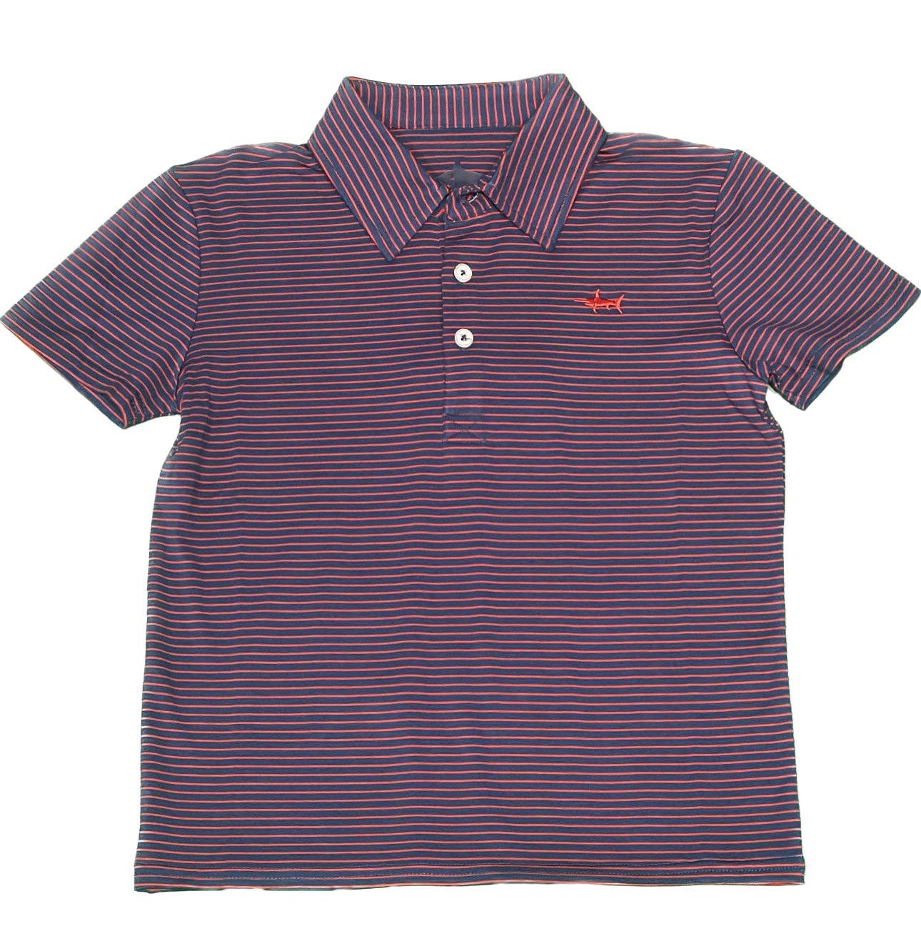 BOYS PERFORMANCE POLO NAVY/RED STRIPE