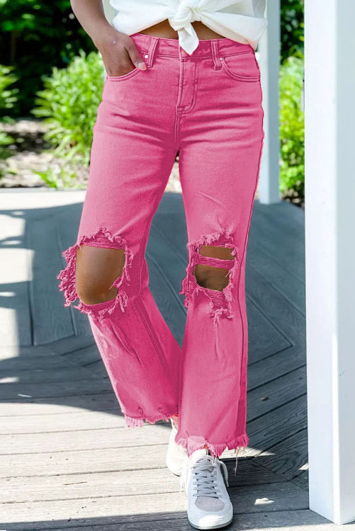 PINK DISTRESSED JEANS