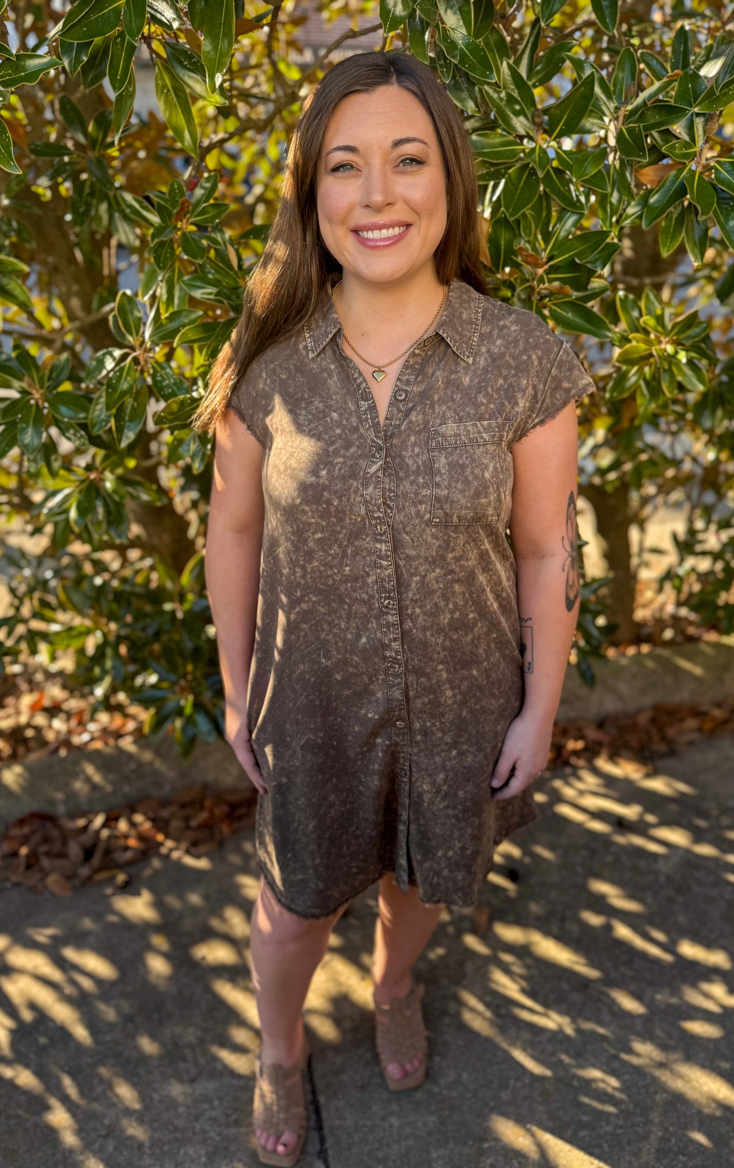 OLIVE FRAY TENCEL DRESS