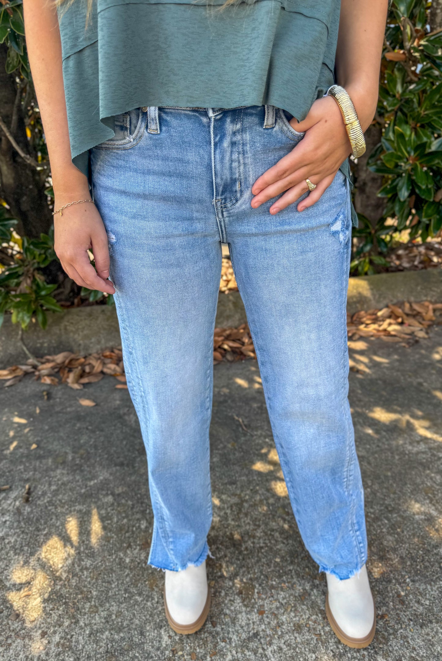 WOMENS KANCAN MID RISE STRAIGHT LEG JEANS