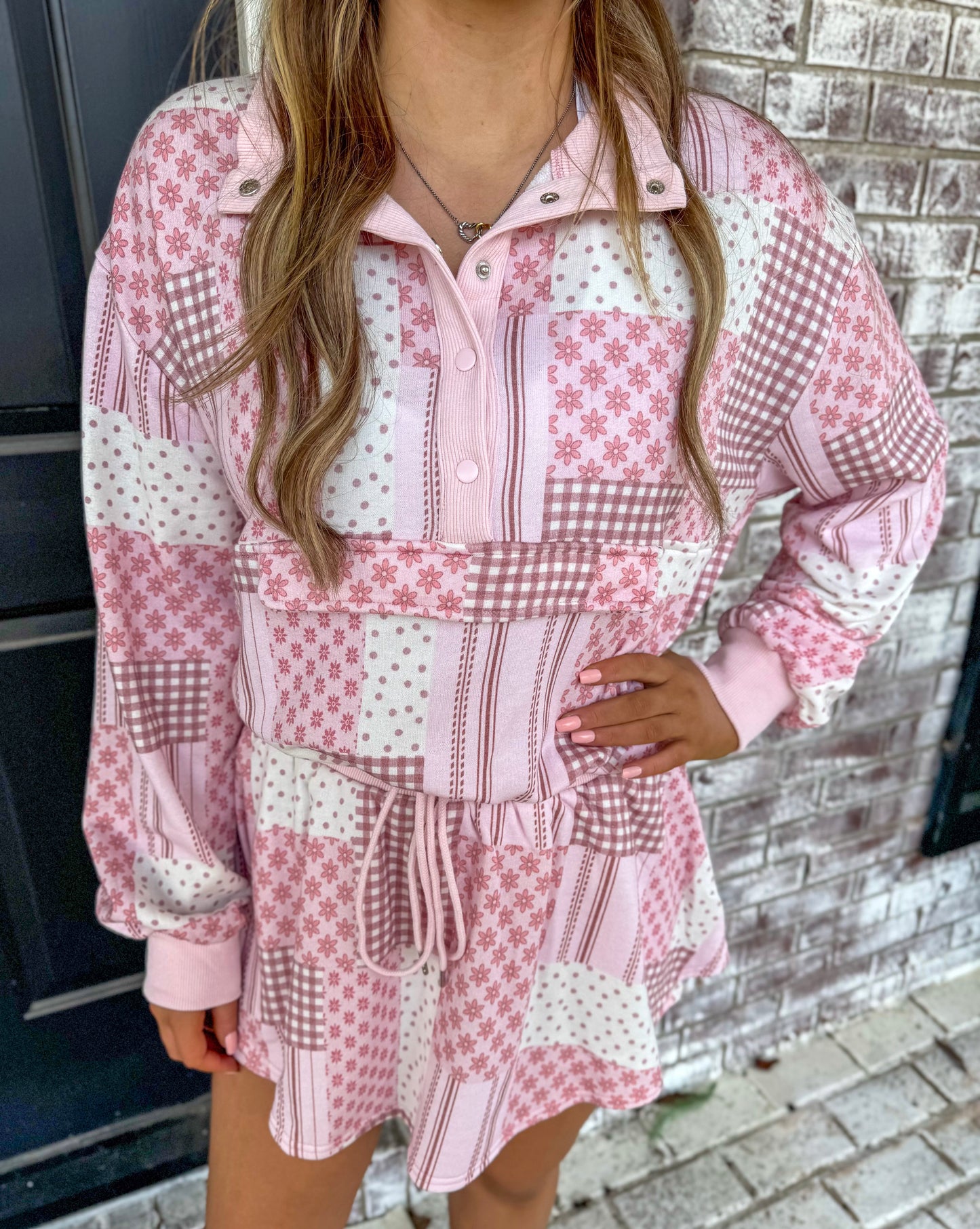 BLUSH PATCHWORK SKORT SET