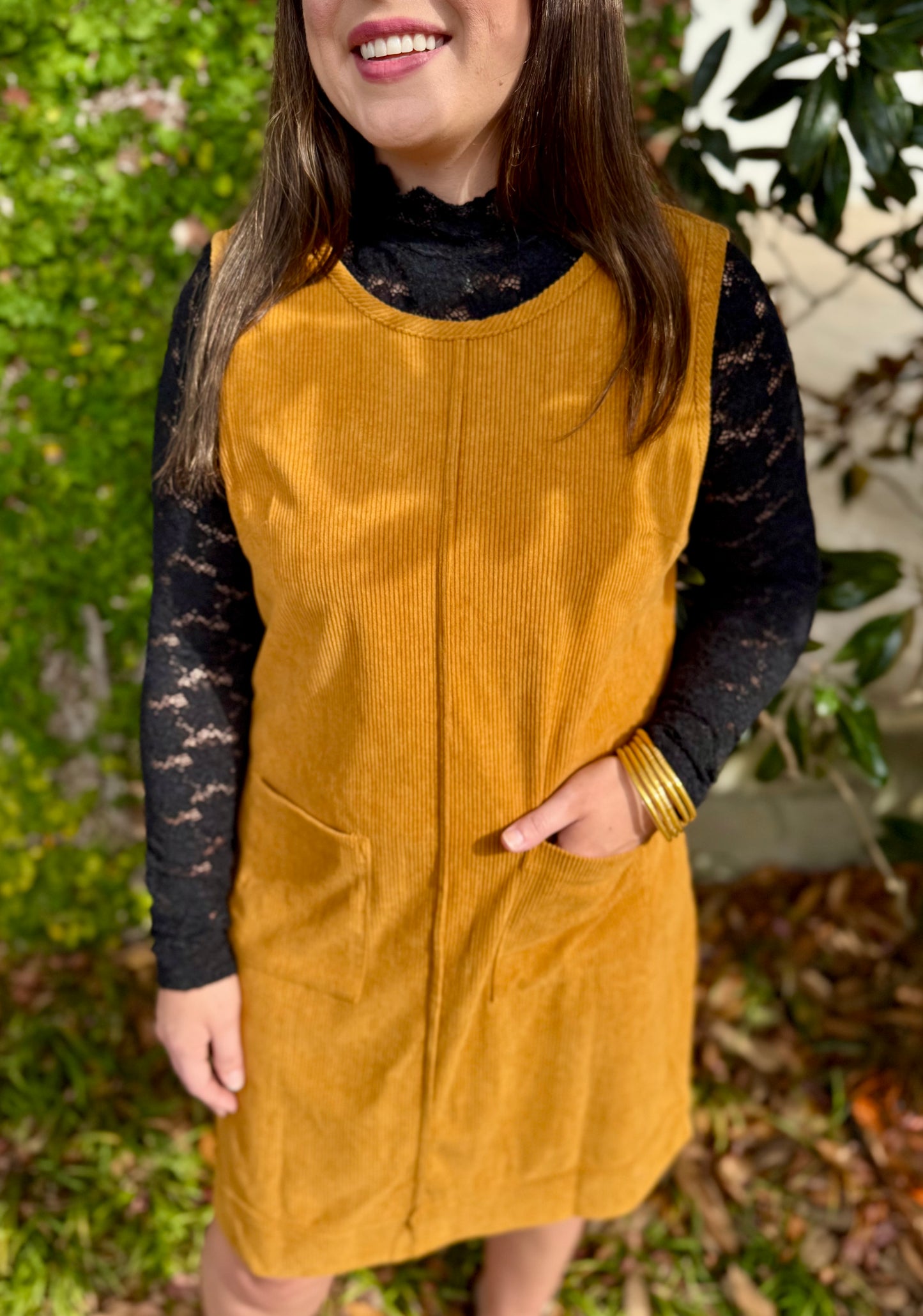 CORDUROY SLEEVELESS DRESS: KHAKI