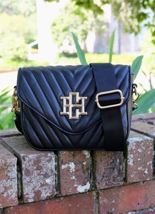 ANGELA CROSSBODY: QUILTED BLK