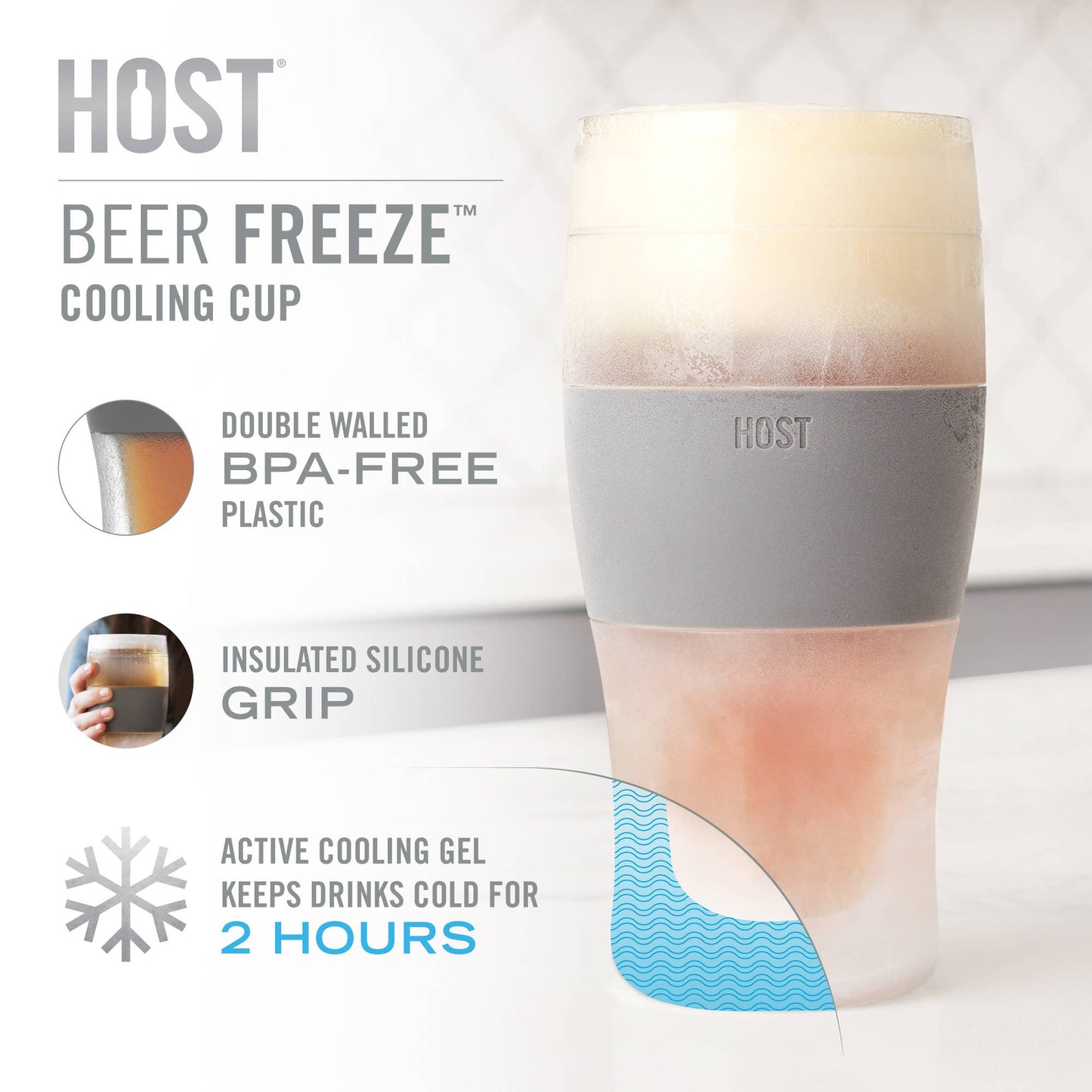 BEER FREEZE™ COOLING CUP- GREY