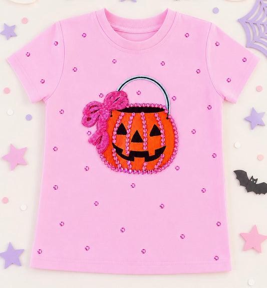 GIRLS RHINESTONE PUMPKIN TEE