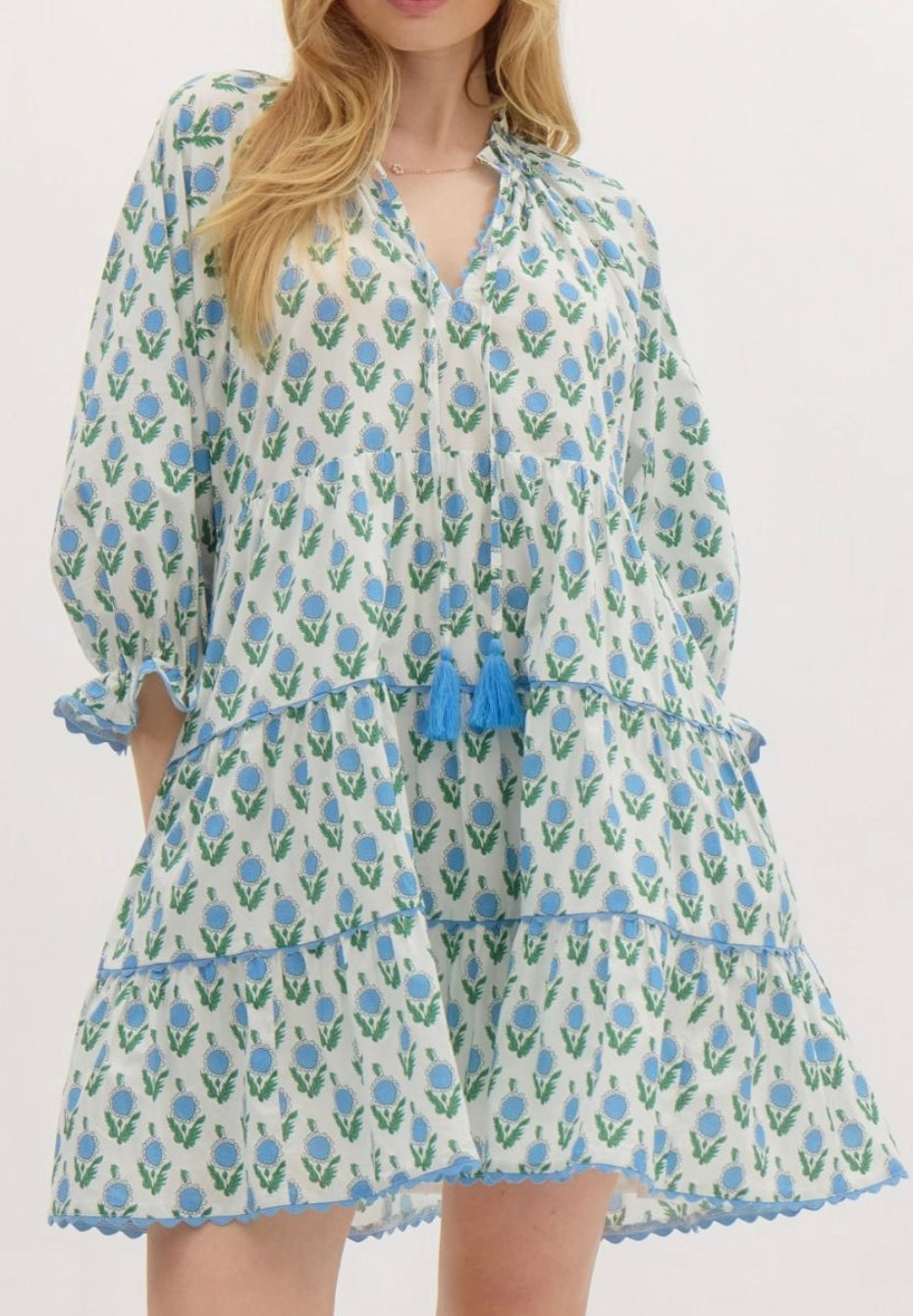 BLUE/GREEN FLORAL DRESS