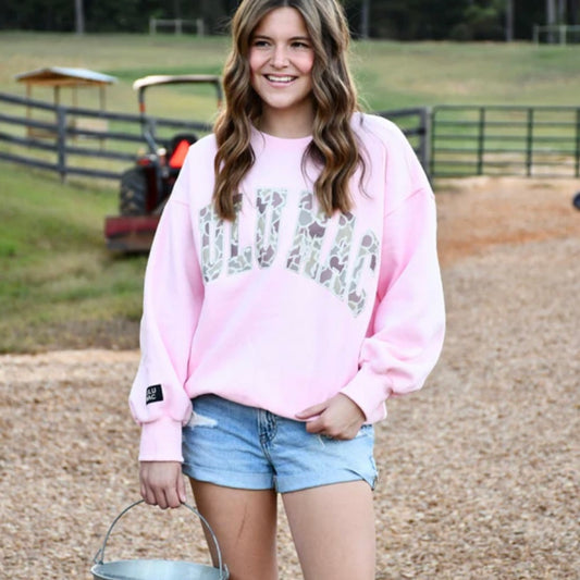 LULU MAC PULLOVER: PINK CAMO