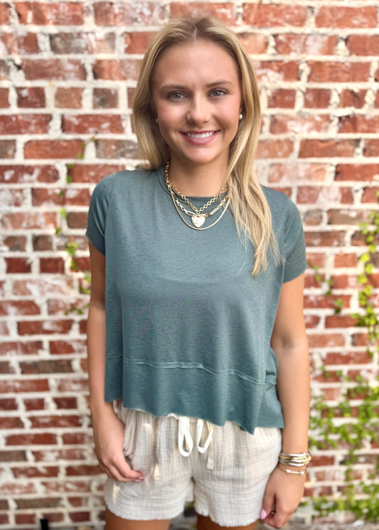 SHARK BITE SIDE SLIT TOP: 
ASH JADE