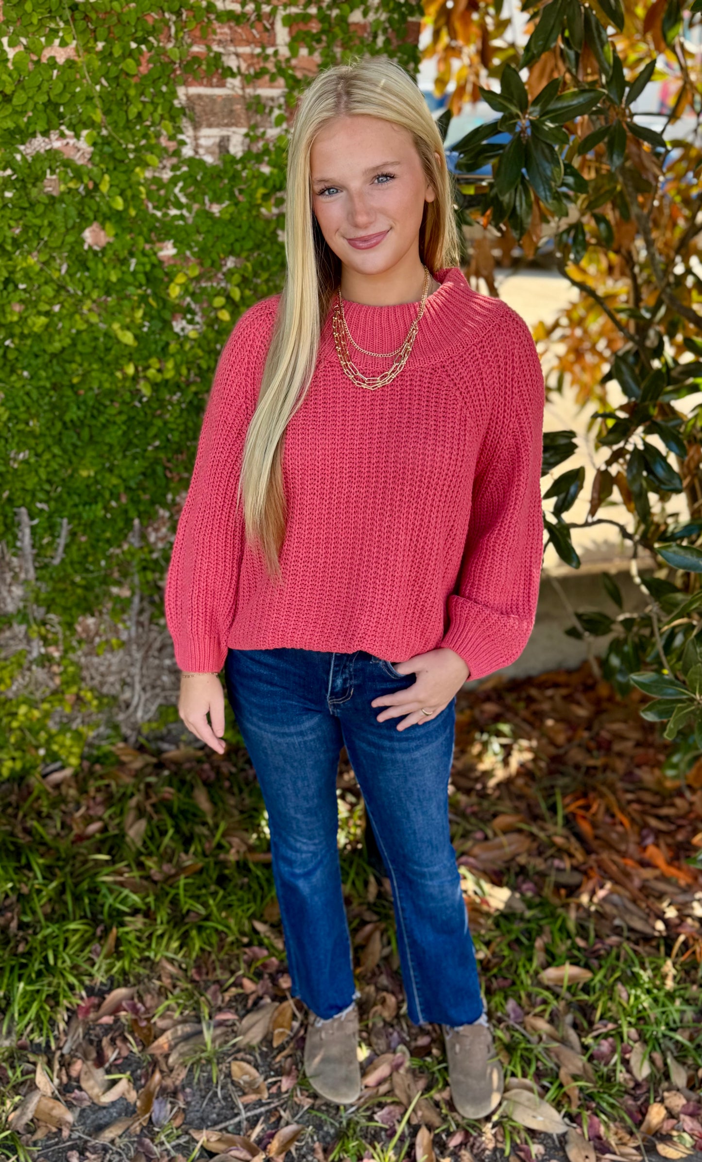 SUNKISSED CORAL KNIT SWEATER
