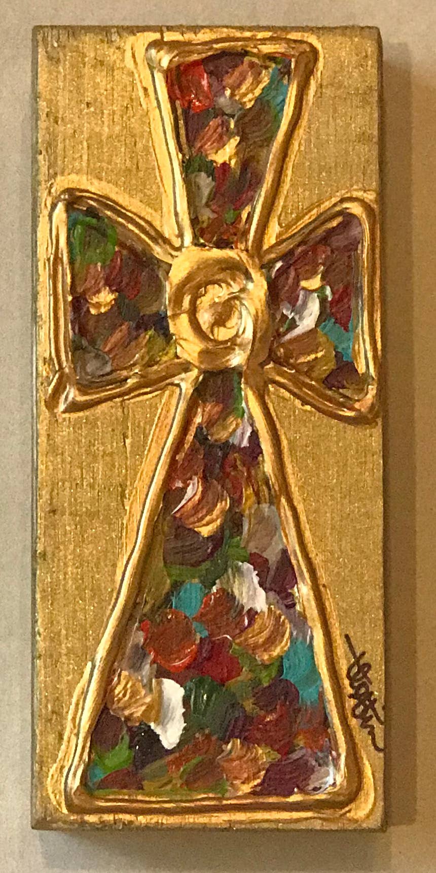 MULTICOLOR CROSS WOOD BLOCK