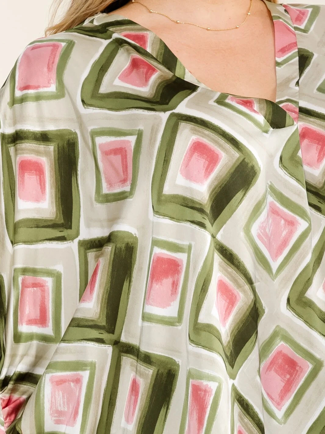 VNECK TUNIC: OLIVE/RUST