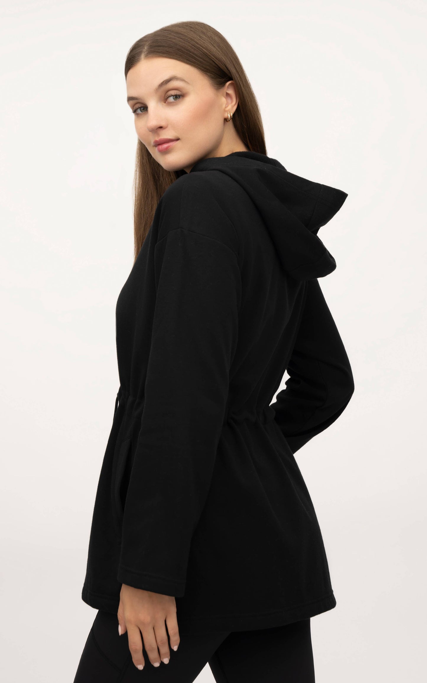 HOODED CINCH WAIST JACKET