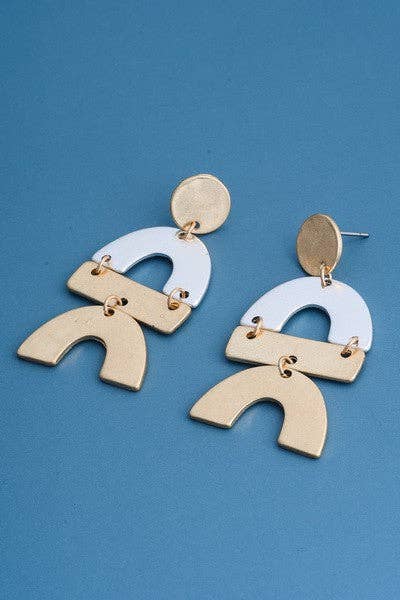 GOLD/SILVER GEO EARRING