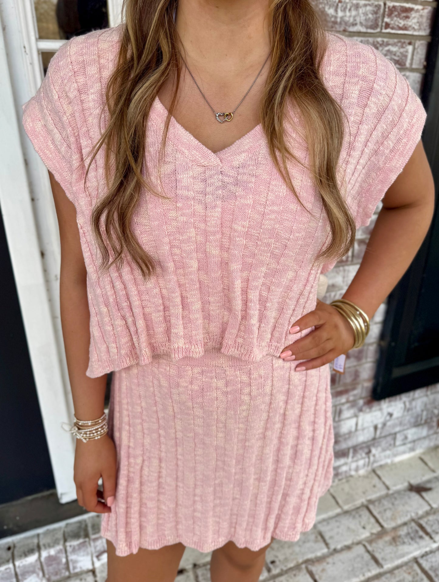 BABY PINK SWEATER SKIRT SET