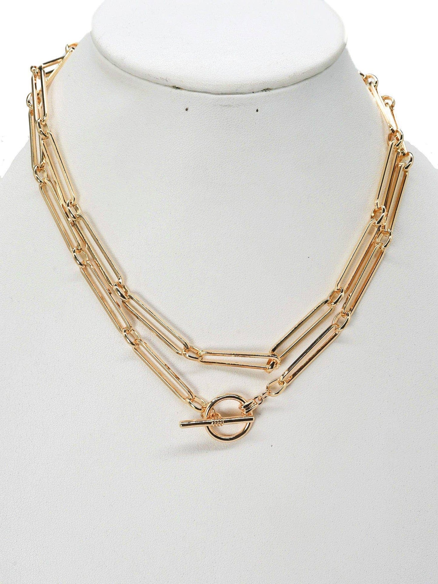 TOGGLE CHAIN NECKLACE: WHITE GOLD