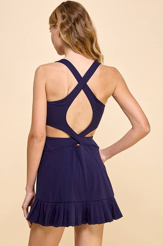 CRISSCROSS ATHLETIC DRESS: NAVY