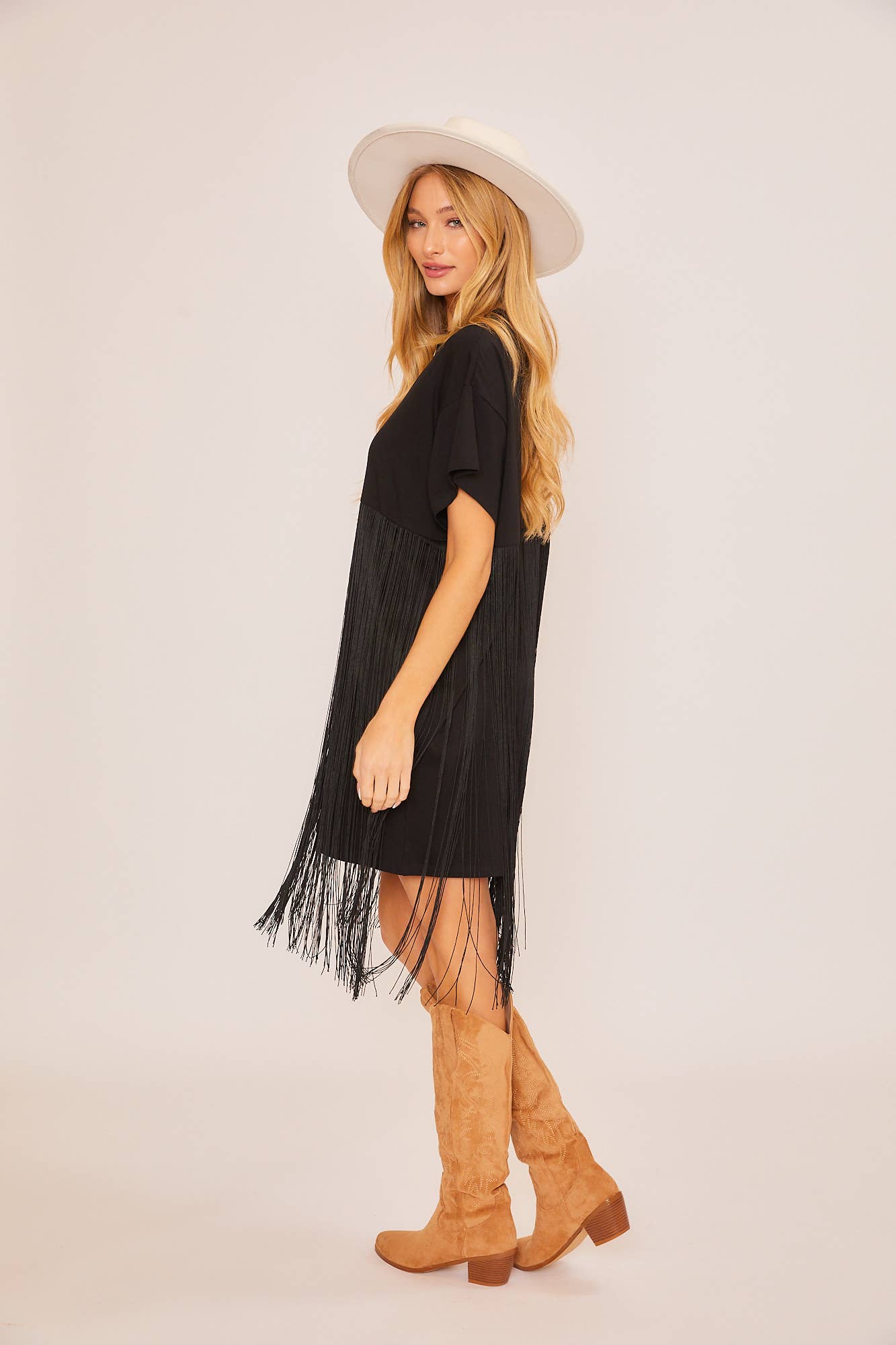 T-SHIRT DRESS WITH TASSEL WAIST DETAIL