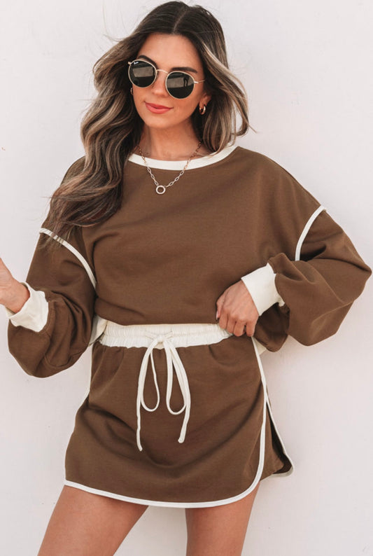 BROWN SKORT SET