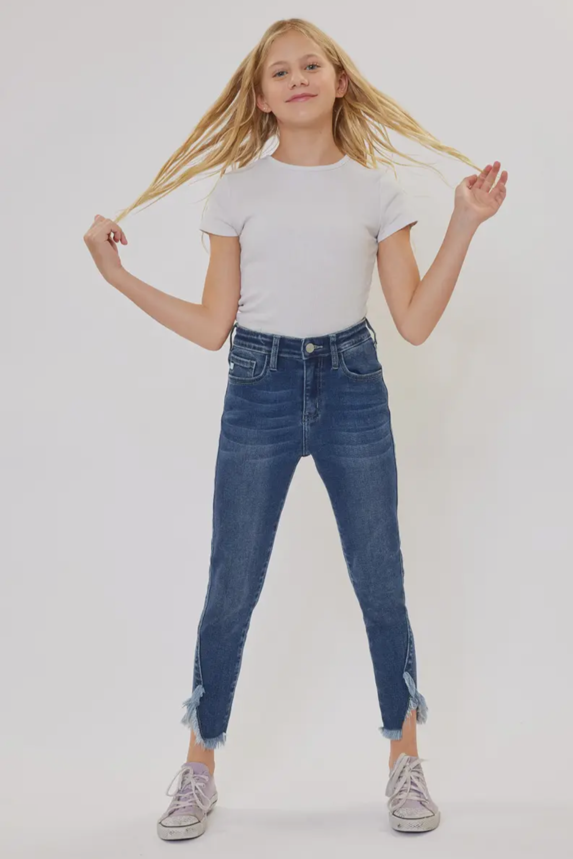 GIRLS FRAY EDGE SKINNY JEAN