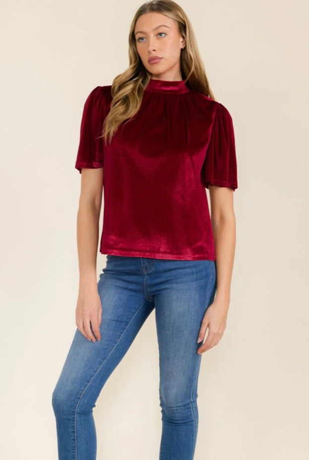 BURGUNDY VELVET BLOUSE