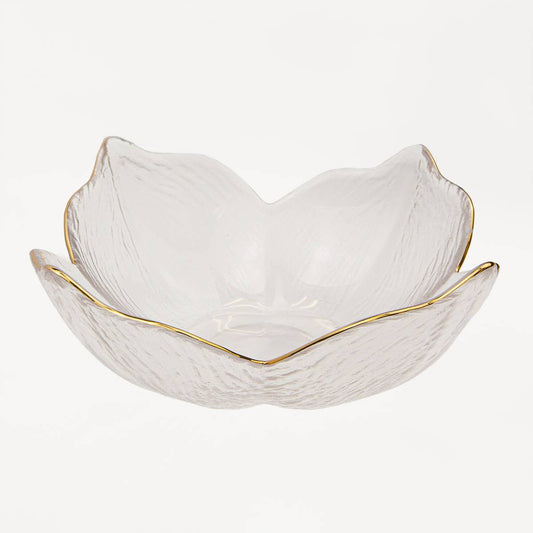 CLEAR/GOLD MAGNOLIA GLASS BOWL