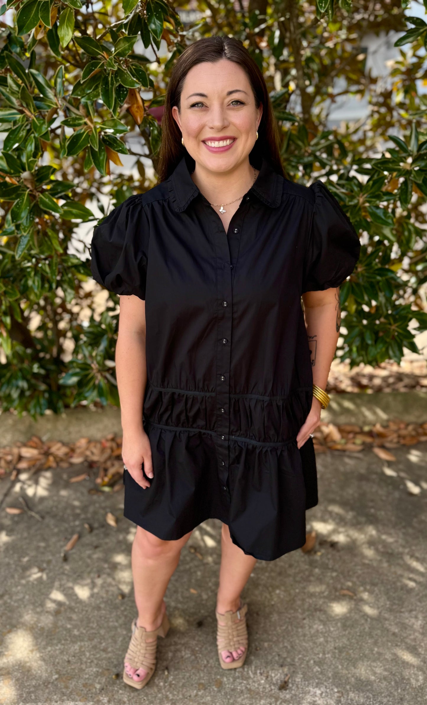 BLACK BUTTON DOWN DRESS