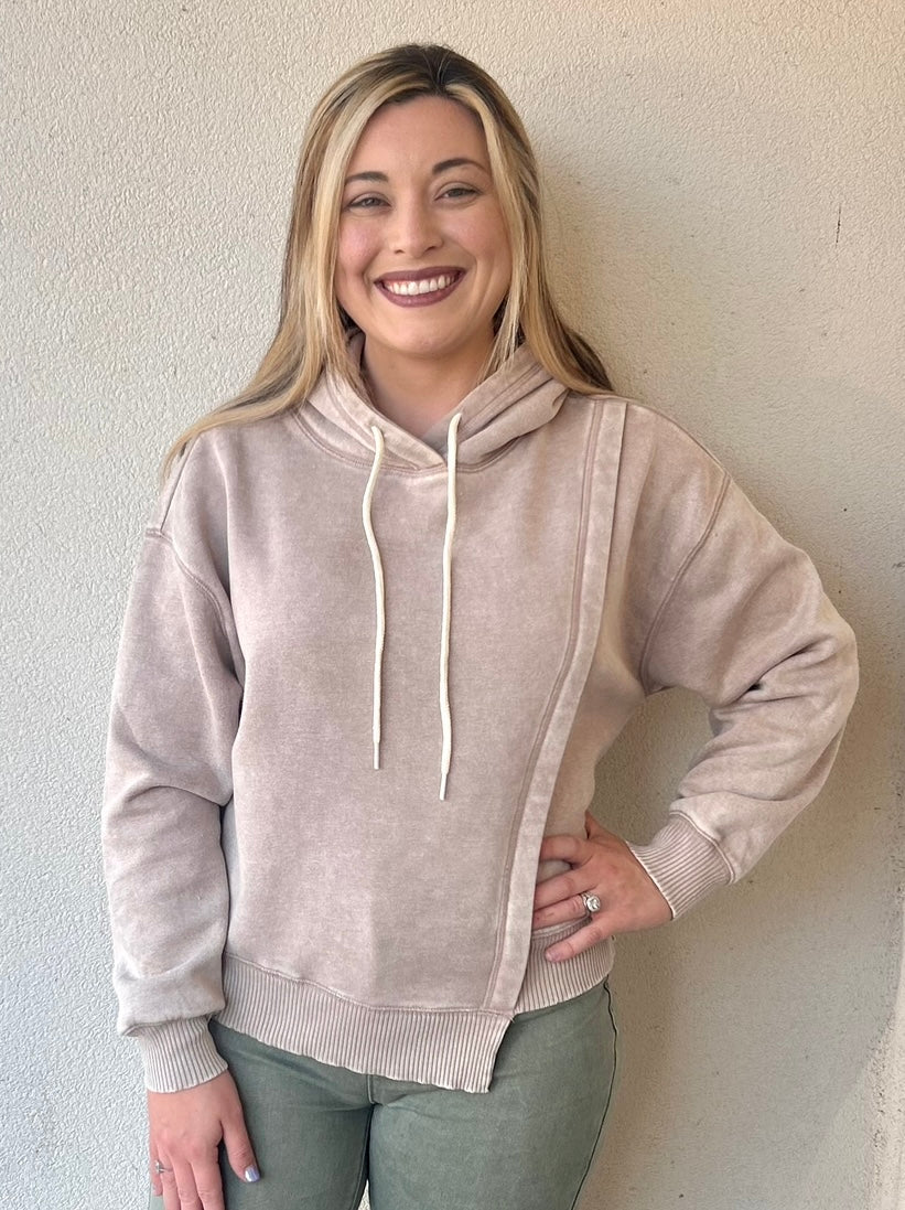 ASYMMETRICAL PULLOVER- TAUPE