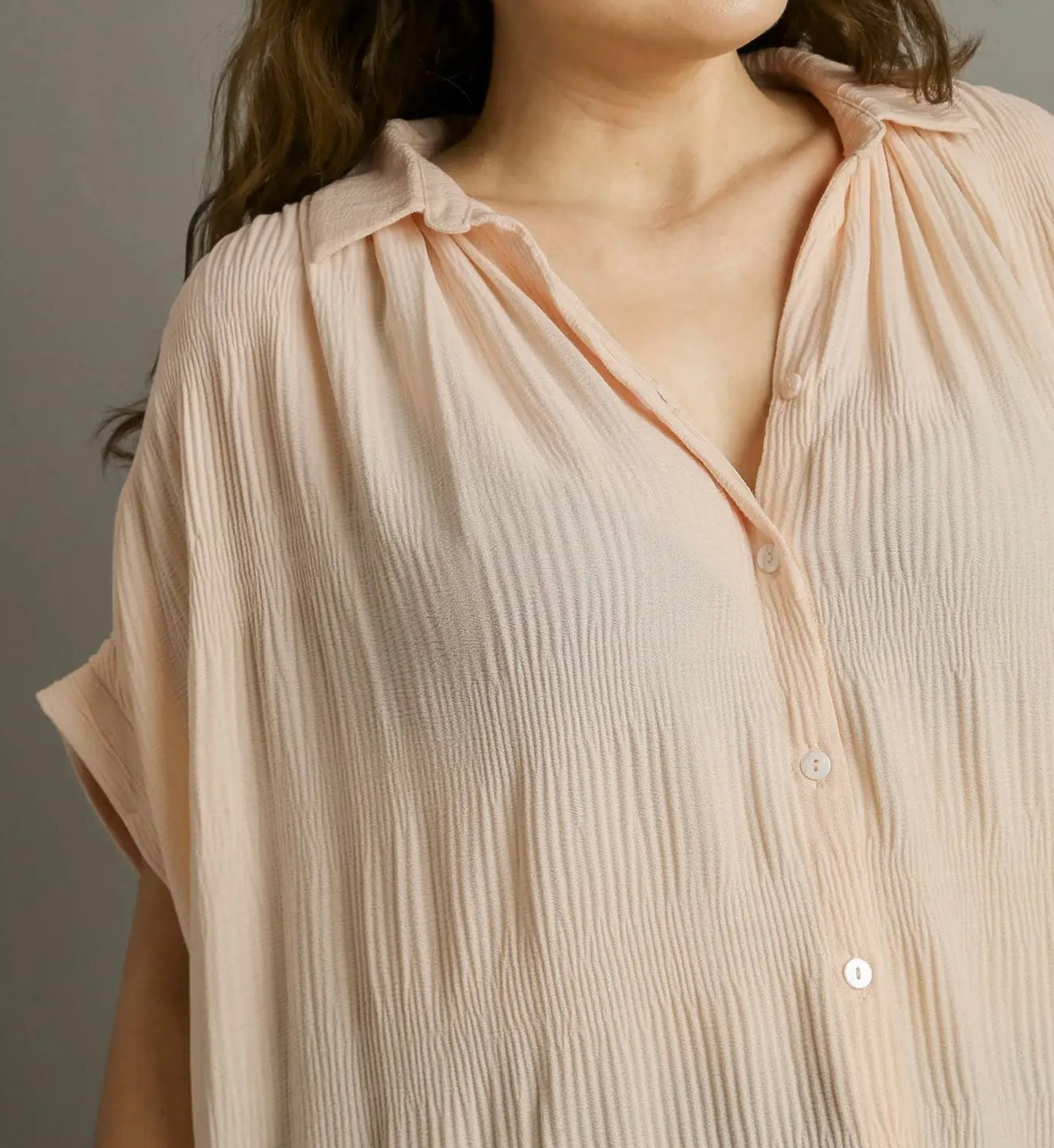 CHAMPAGNE BUTTON FRONT BLOUSE