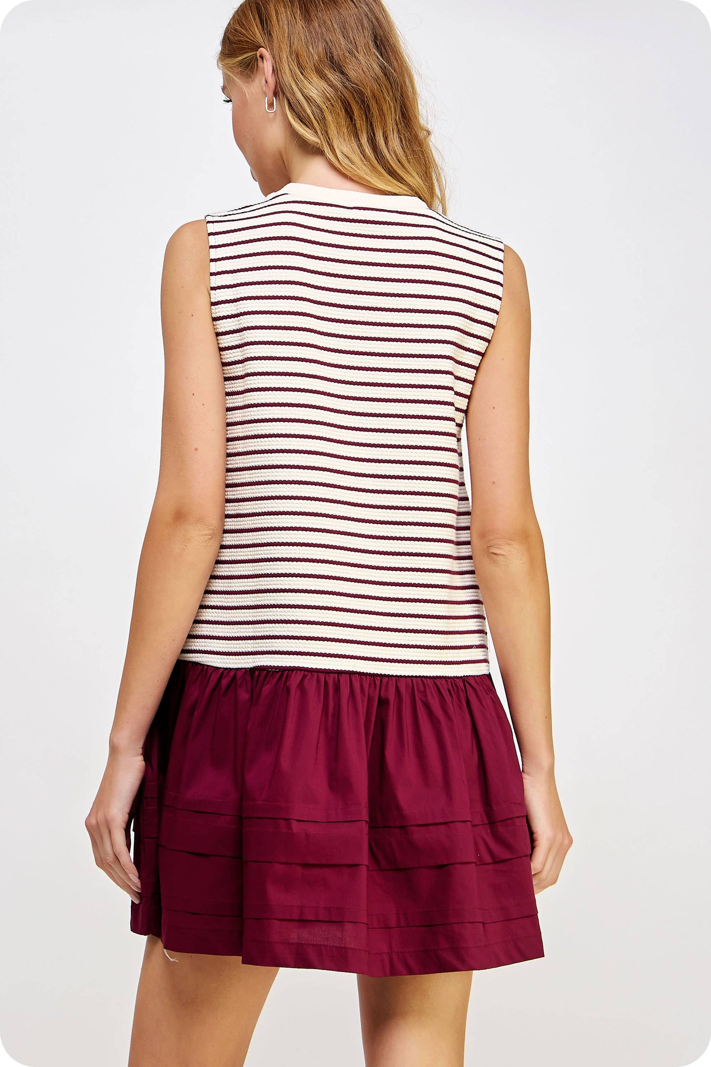 BURGUNDY STRIPED DRESS