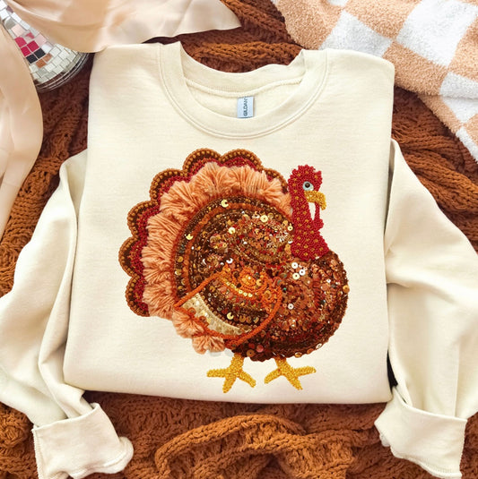 FAUX YARN TURKEY PULLOVER
