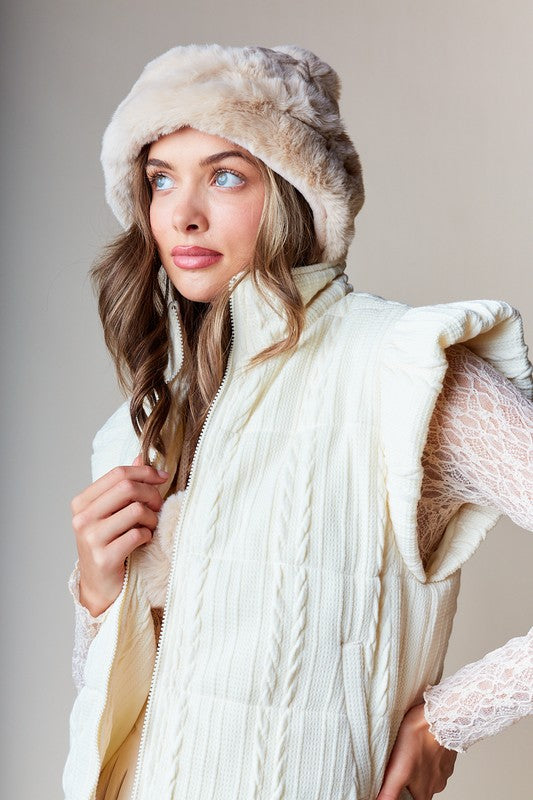CREAM QUILTED PUFFER VEST