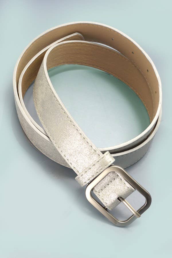 METALLIC FAUX LEATHER BELT: GOLD