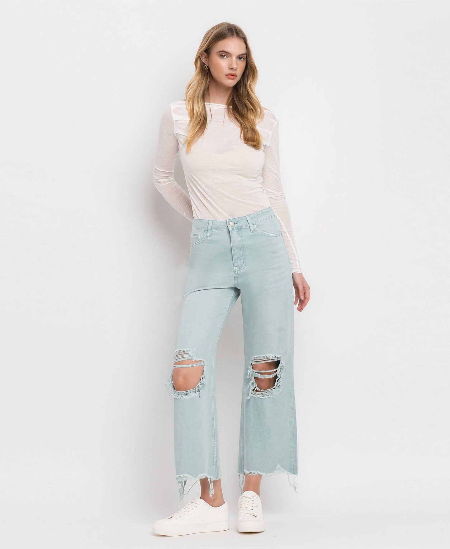 CROP FLARE JEANS- CLOUD BLUE