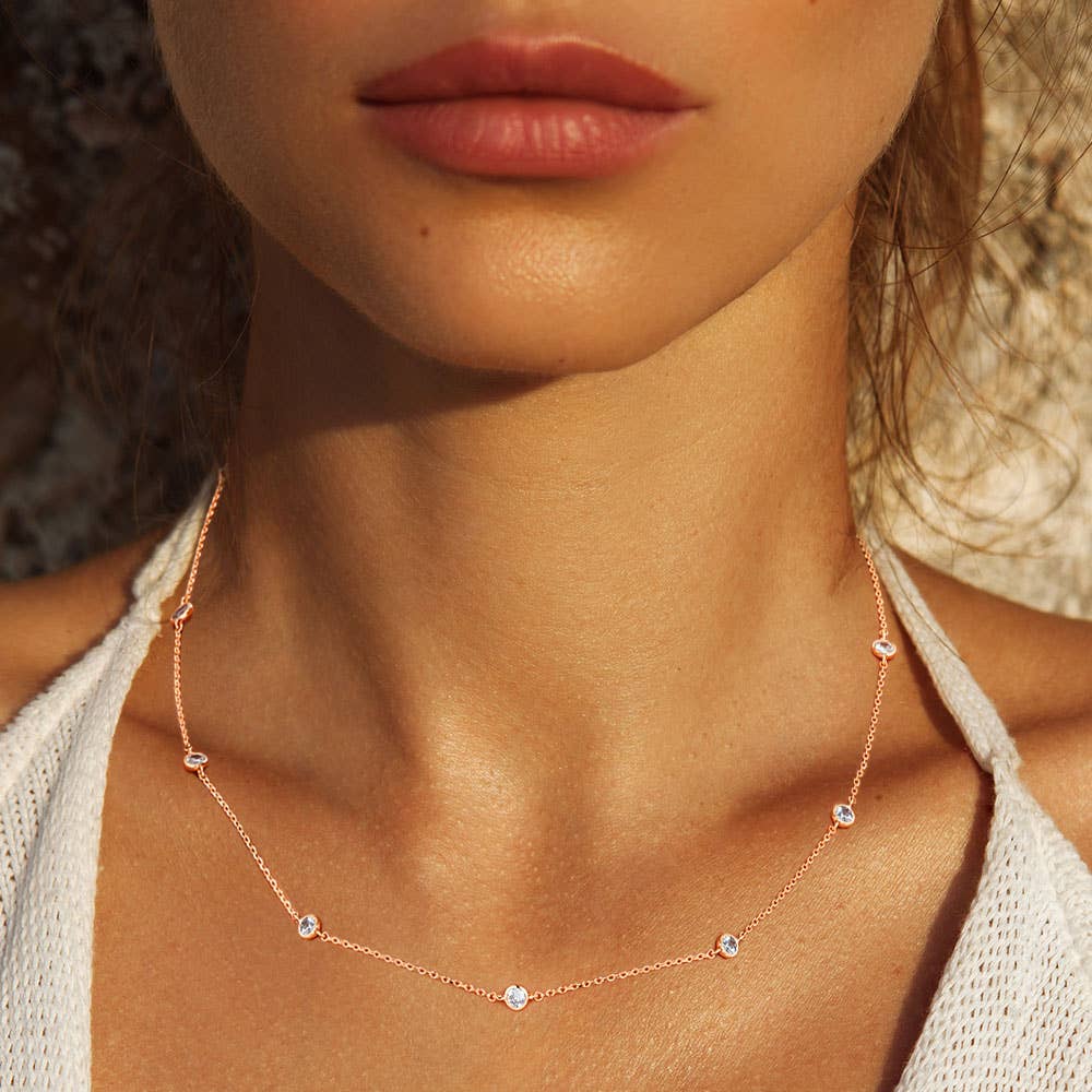 GOLD DIPPED CZ NECKLACE: ROSE GOLD