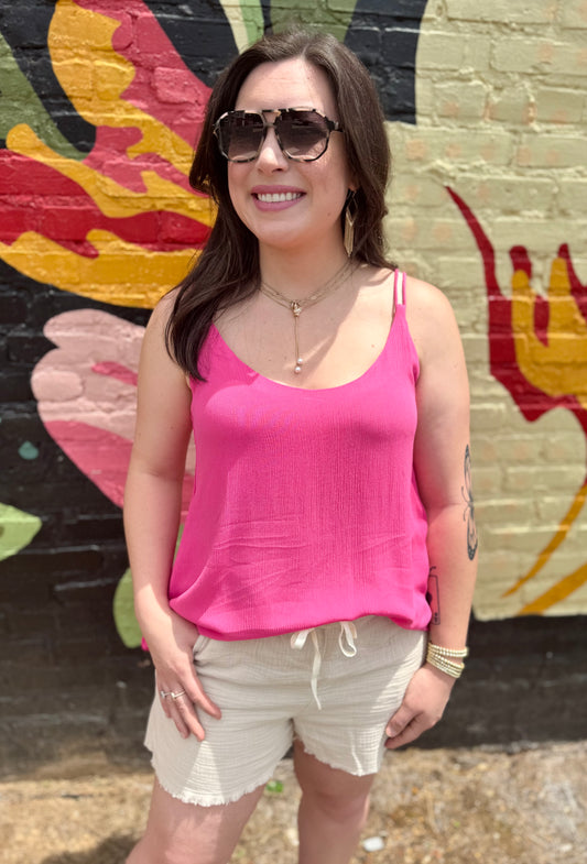 DOUBLE STRAP TANK: FUCHSIA
