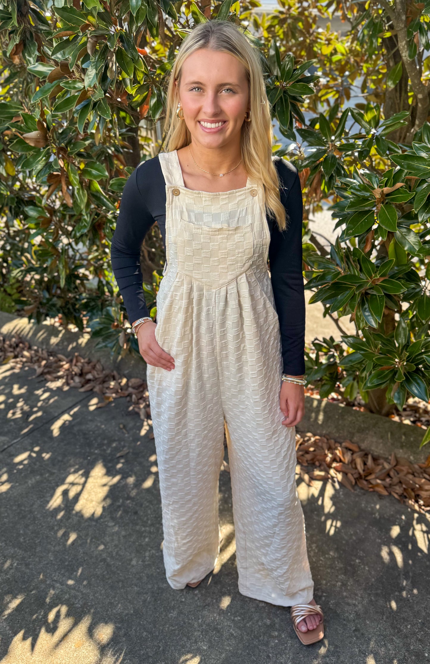 IVORY CHECKED JUMPSUIT