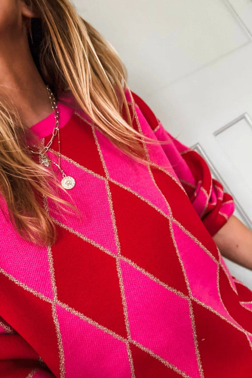 FUCHSIA RED SHIMMER SWEATER