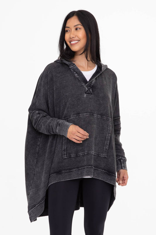 OVERSIZED PONCHO: BLACK