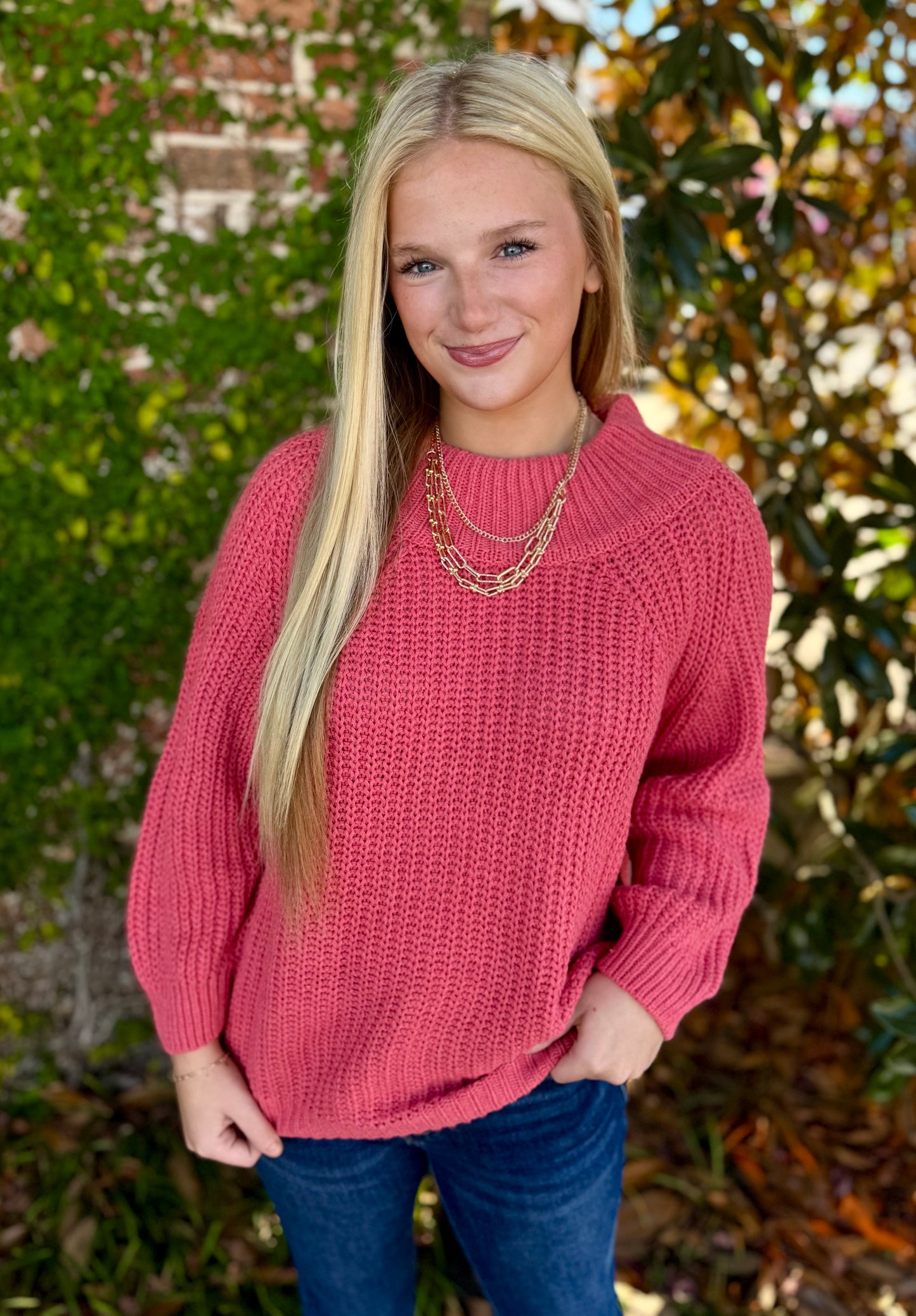 SUNKISSED CORAL KNIT SWEATER